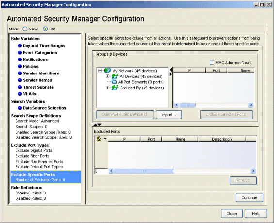 Exclude Specific Ports