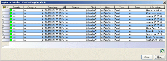 ASM Log Entry Details Window - Find Tab