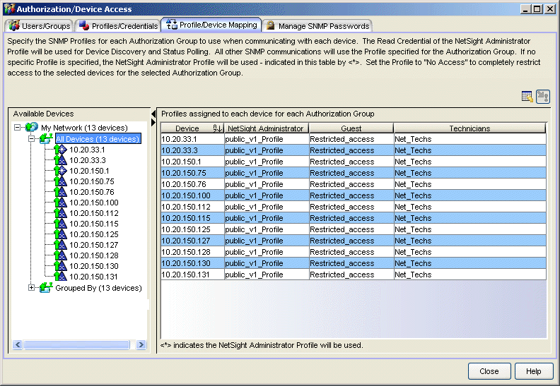 Profile/Device Mapping