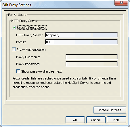 Edit Proxy Settings Window