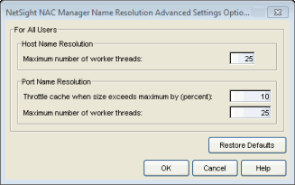 Name Resolution Advanced Settings Window