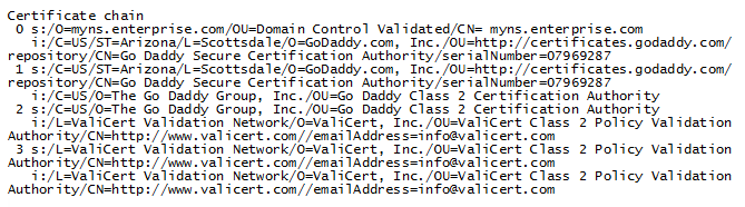 Certificate Chain Output