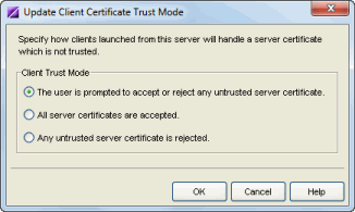 Update Client Certificate Trust Mode Window