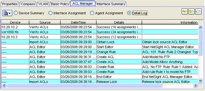 ACL Tab Details Log