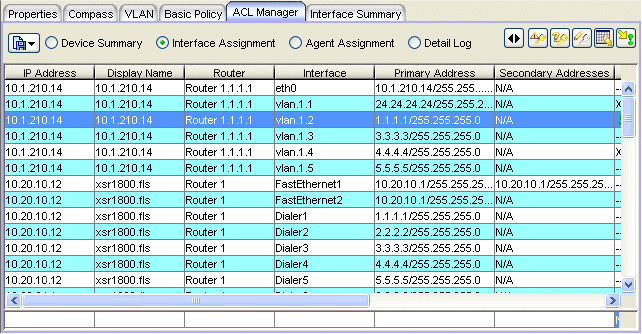 ACL Tab Interface Assignment