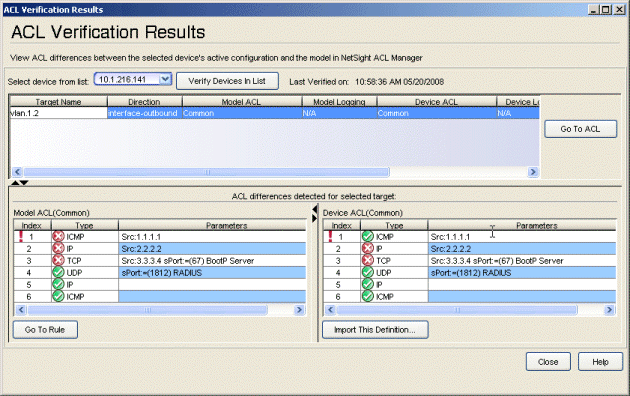 Verification Results Window