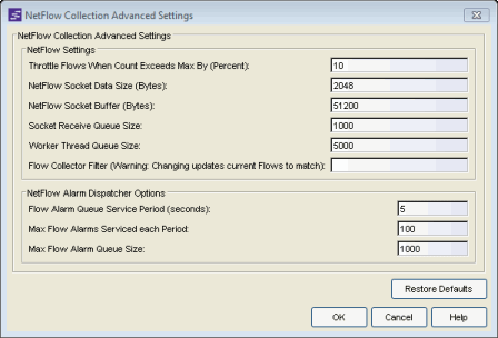 NetFlow Advanced Settings Window