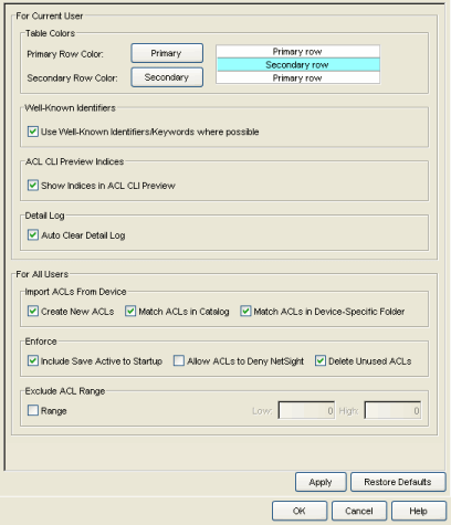 ACL Manager Options