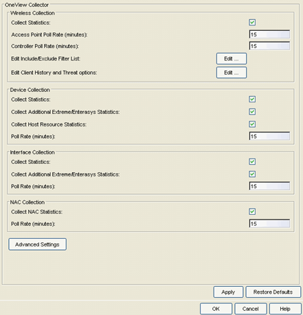 Oneview Collector Options