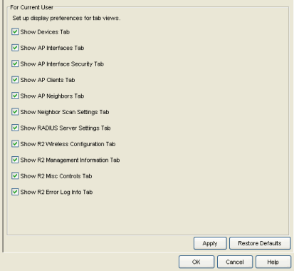 RoamAbout Wireless Manager Options