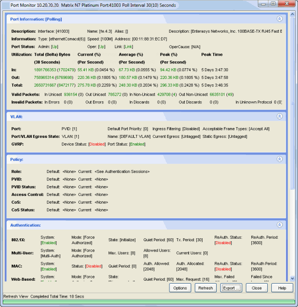 Port Monitor Window