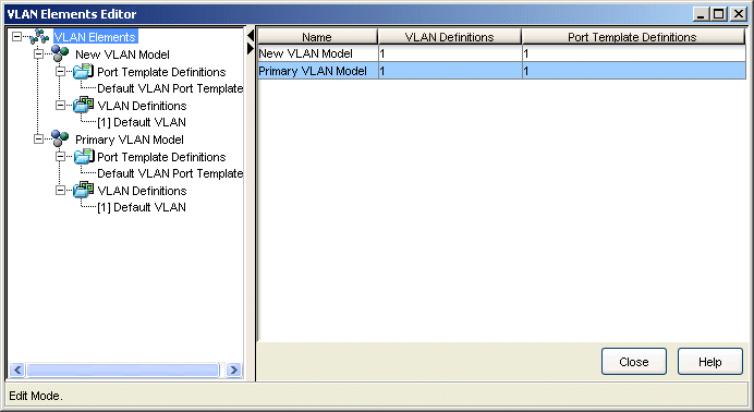 VLAN Elements Editor Window