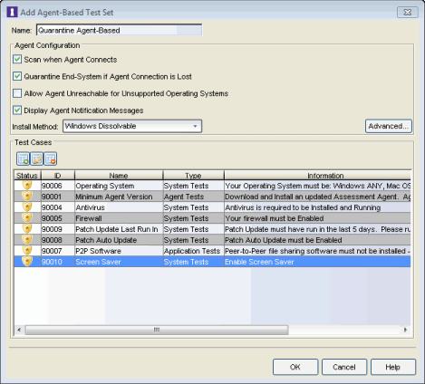 Quarantine Agent-Based Test Set