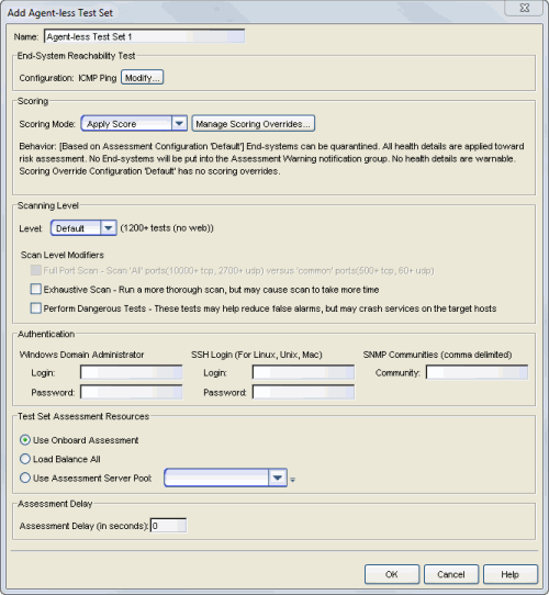 Add Agent-less Test Set