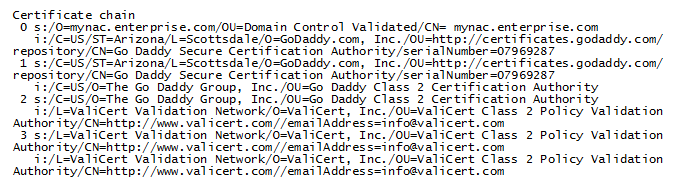 Certificate Chain Output