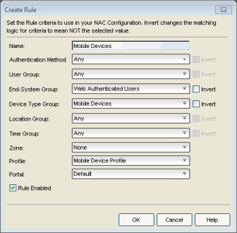 Create Rule Window