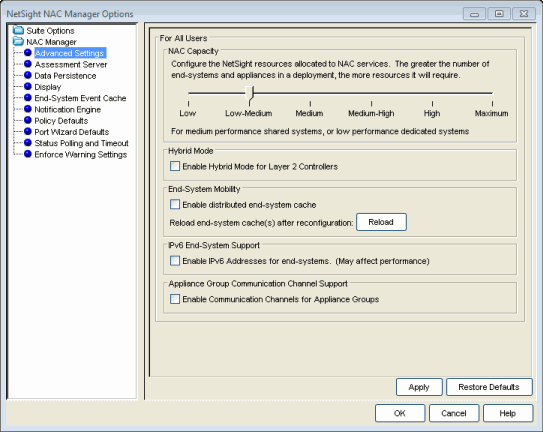 NAC Capacity Option