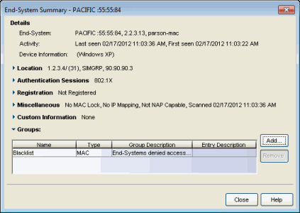 End-System Summary Window