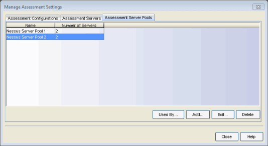 Assessment Server Pools Tab