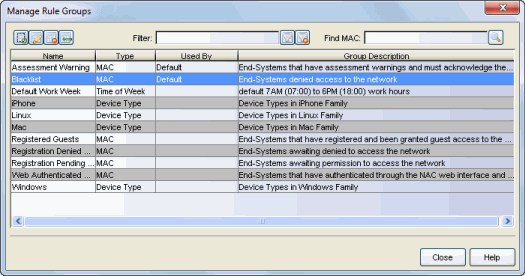 Manage Rule Components Window