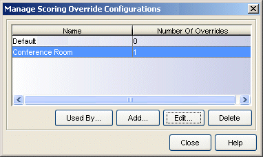 Manage Scoring Override Configuration Window