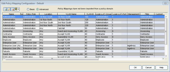 Advanced Policy Mapping Window