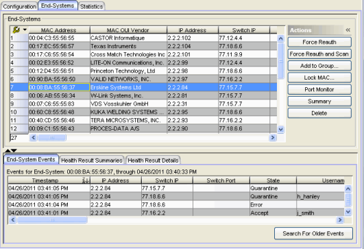 End-Systems Tab