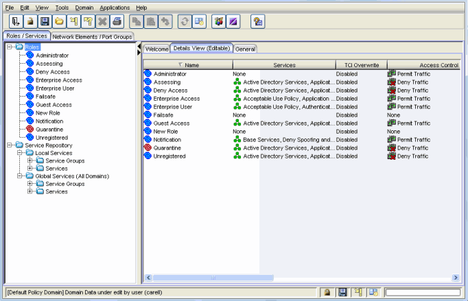 Policy Manager Main Window